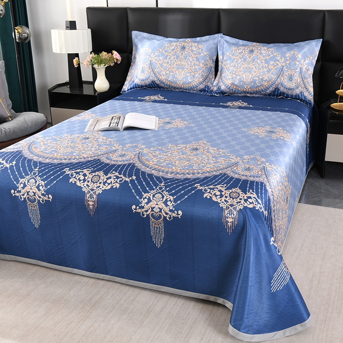 91家纺网 家纺一手货源 找家纺 绒品壹家家纺 2026新款立体数码印花凉感丝冰丝席软凉席席子三件套 富丽堂皇