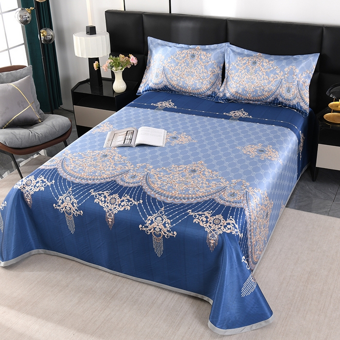 91家纺网 家纺一手货源 找家纺 绒品壹家家纺 2026新款立体数码印花凉感丝冰丝席软凉席席子三件套 富丽堂皇