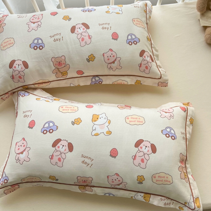 91家纺网 家纺一手货源 找家纺 百寐 2026新款母婴A类双层棉纱枕套婴幼儿卡通宝宝枕套子母信封枕套 可爱多