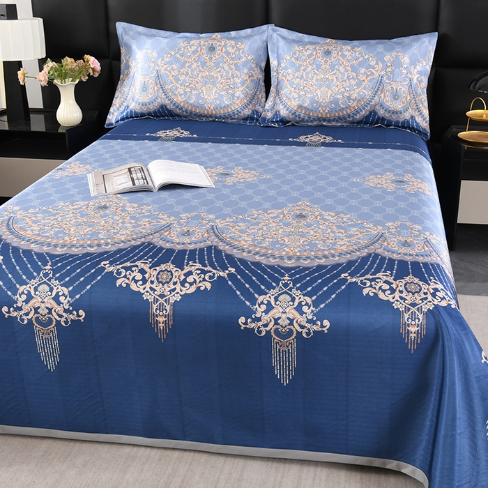 91家纺网 家纺一手货源 找家纺 绒品壹家家纺 2026新款立体数码印花凉感丝冰丝席软凉席席子三件套 富丽堂皇