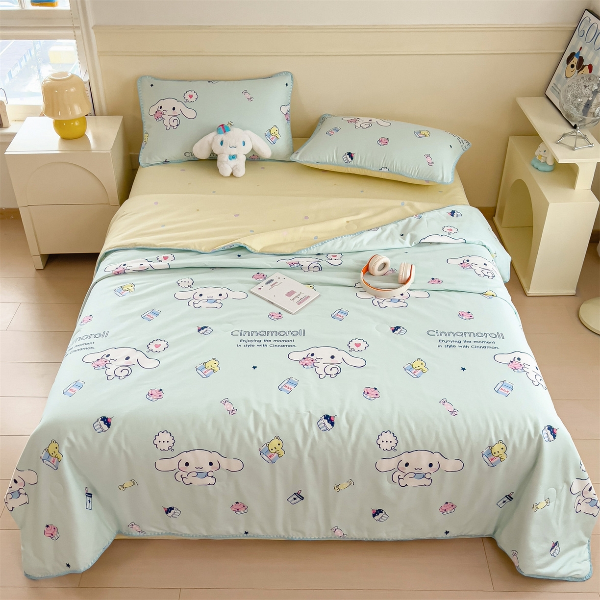 91家纺网 家纺一手货源 找家纺 兄弟坊 2026新款正版授权卡通全棉13370印花夏被夏凉被儿童被 夏被四件套 牛奶玉桂狗