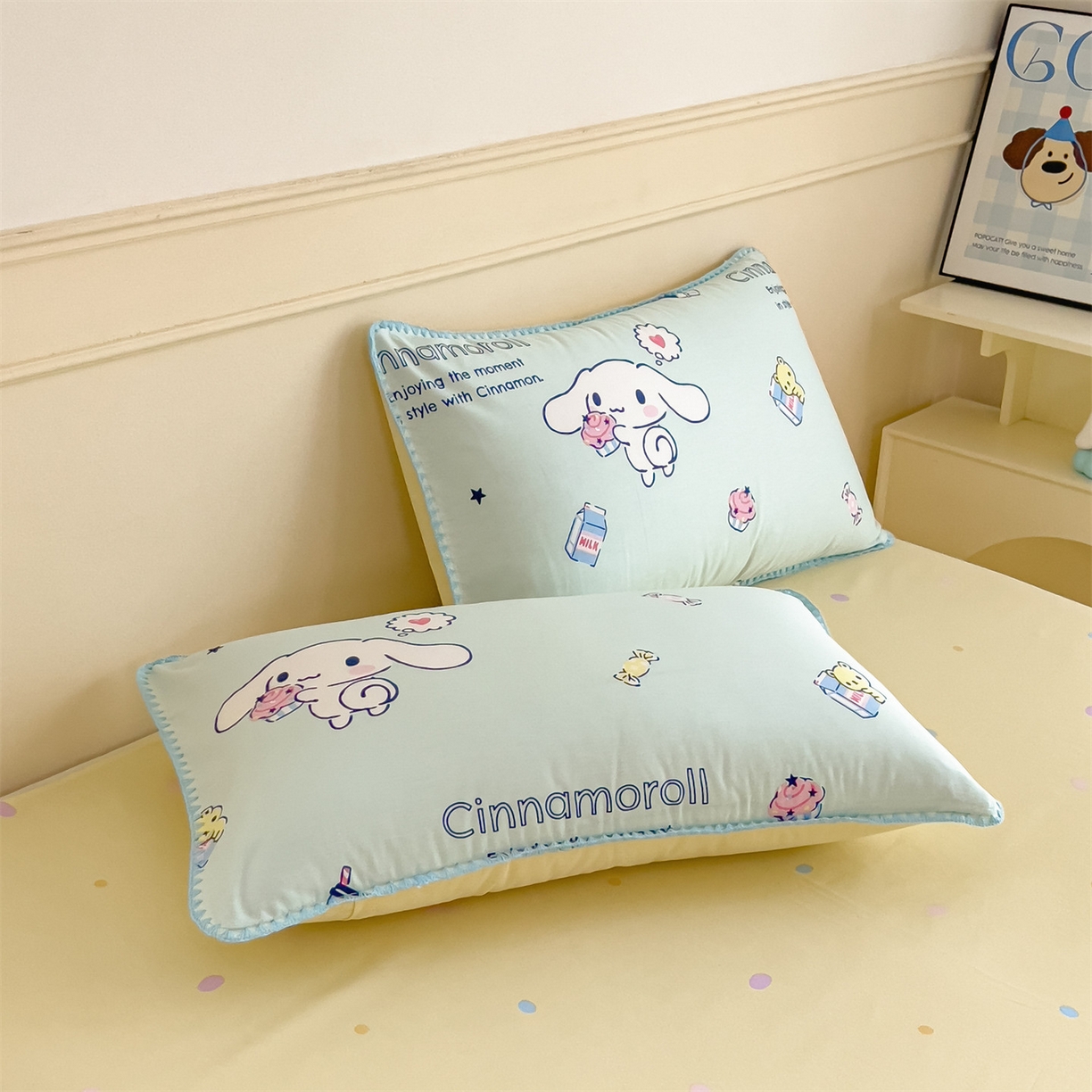 91家纺网 家纺一手货源 找家纺 兄弟坊 2026新款正版授权卡通全棉13370印花夏被夏凉被儿童被 夏被四件套 牛奶玉桂狗