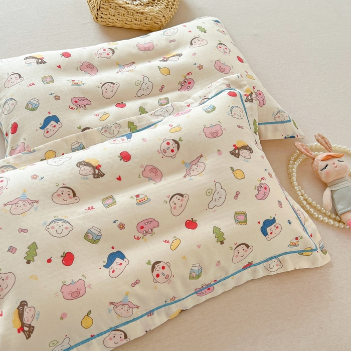 91家纺网 家纺一手货源 找家纺 百寐 2026新款母婴A类双层棉纱枕套婴幼儿卡通宝宝枕套子母信封枕套 可爱小新