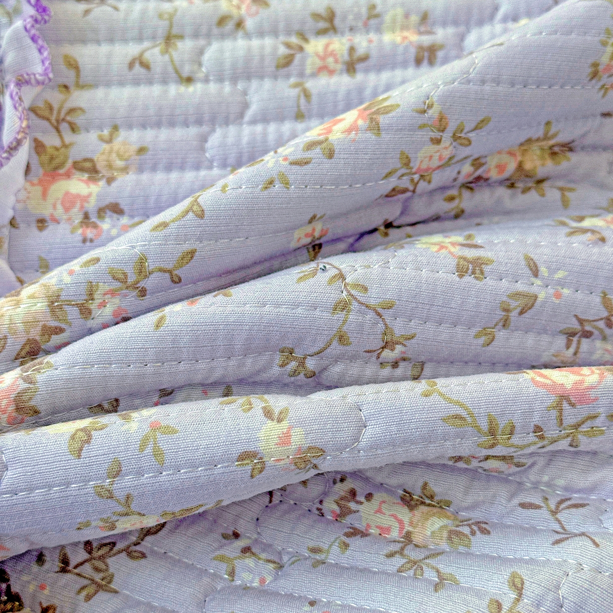 91家纺网 家纺一手货源 找家纺 恒尚居 2026新款云感皱皱纱床盖花边床单双层纱床盖三件套-四季款 花边款-紫腾花