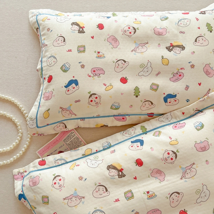 91家纺网 家纺一手货源 找家纺 百寐 2026新款母婴A类双层棉纱枕套婴幼儿卡通宝宝枕套子母信封枕套 可爱小新