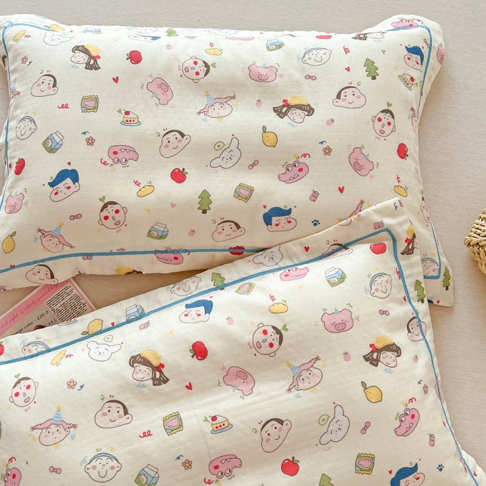 91家纺网 家纺一手货源 找家纺 百寐 2026新款母婴A类双层棉纱枕套婴幼儿卡通宝宝枕套子母信封枕套 可爱小新