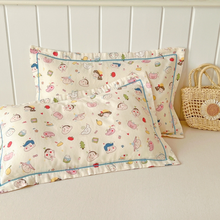 91家纺网 家纺一手货源 找家纺 百寐 2026新款母婴A类双层棉纱枕套婴幼儿卡通宝宝枕套子母信封枕套 可爱小新