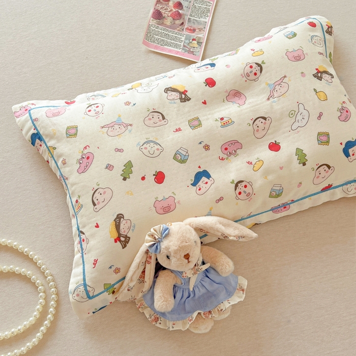 百寐 2026新款母婴A类双层棉纱枕套婴幼儿卡通宝宝枕套子母信封枕套 可爱小新