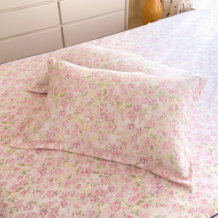 91家纺网 家纺一手货源 找家纺 （总）优家居 2026新款A类水洗棉床裙四件套皱皱纱韩版公主风花边床罩直播爆款外贸定制