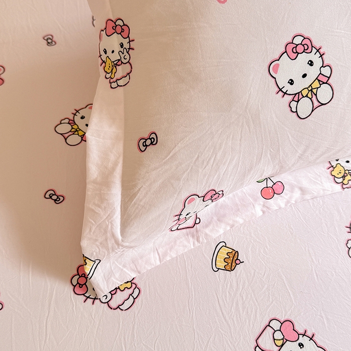 91家纺网 家纺一手货源 找家纺 优家居 2026新款A类水洗棉床裙四件套皱皱纱韩版公主风花边床罩直播爆款外贸定制 粉色猫猫