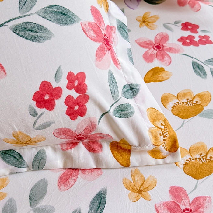 91家纺网 家纺一手货源 找家纺 优家居 2026新款A类水洗棉床裙四件套皱皱纱韩版公主风花边床罩直播爆款外贸定制 繁花似锦