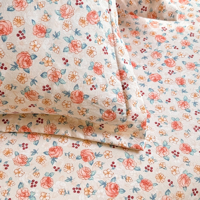 91家纺网 家纺一手货源 找家纺 优家居 2026新款A类水洗棉床裙四件套皱皱纱韩版公主风花边床罩直播爆款外贸定制 陌上花开