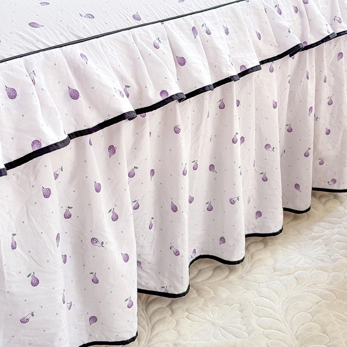 91家纺网 家纺一手货源 找家纺 优家居 2026新款A类水洗棉床裙四件套皱皱纱韩版公主风花边床罩直播爆款外贸定制 一口葡萄