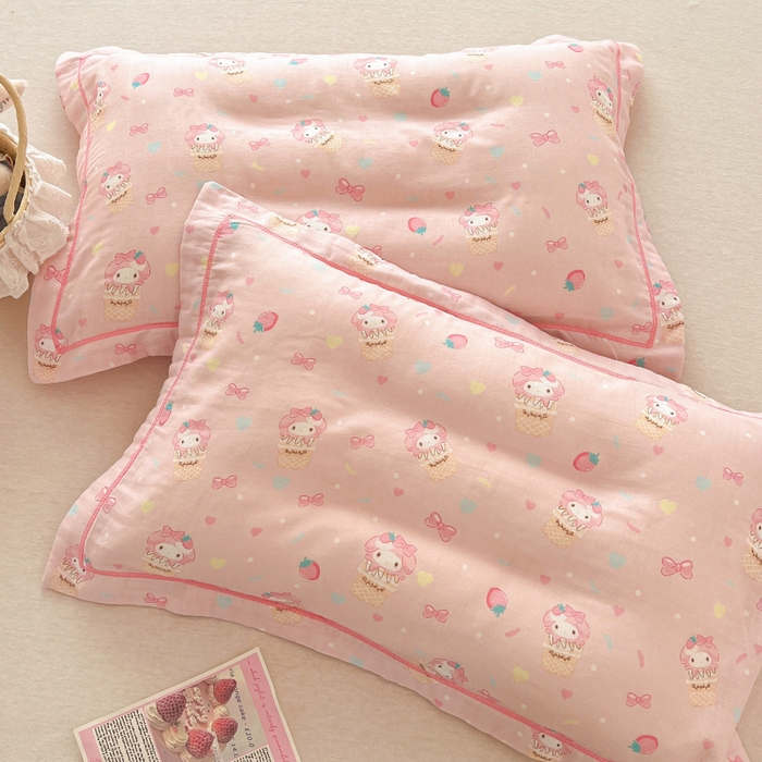 91家纺网 家纺一手货源 找家纺 百寐 2026新款母婴A类双层棉纱枕套婴幼儿卡通宝宝枕套子母信封枕套 乐迪兔