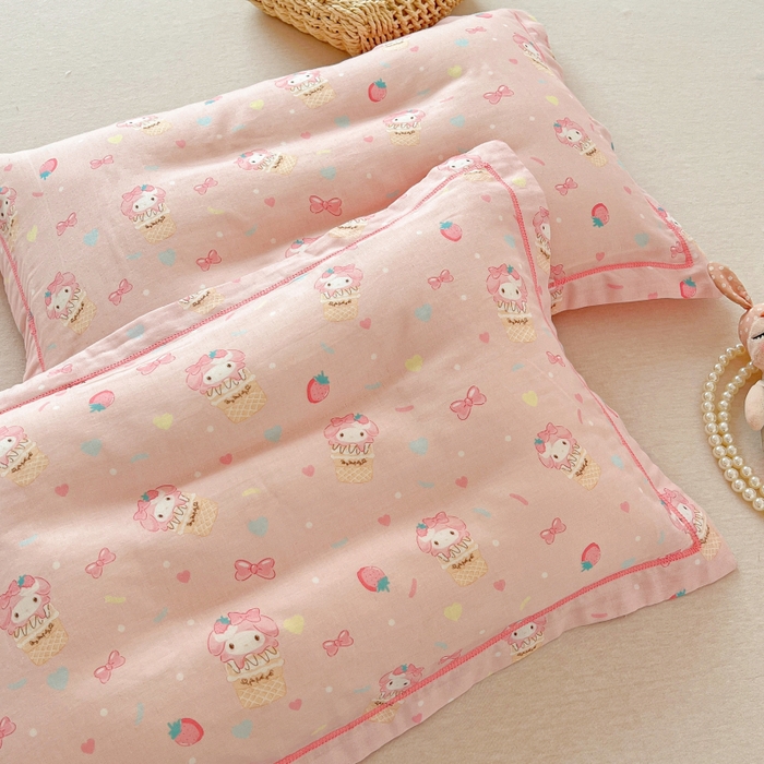 91家纺网 家纺一手货源 找家纺 百寐 2026新款母婴A类双层棉纱枕套婴幼儿卡通宝宝枕套子母信封枕套 乐迪兔