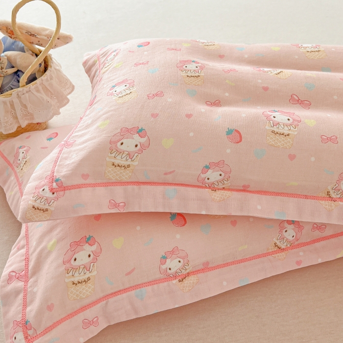 91家纺网 家纺一手货源 找家纺 百寐 2026新款母婴A类双层棉纱枕套婴幼儿卡通宝宝枕套子母信封枕套 乐迪兔