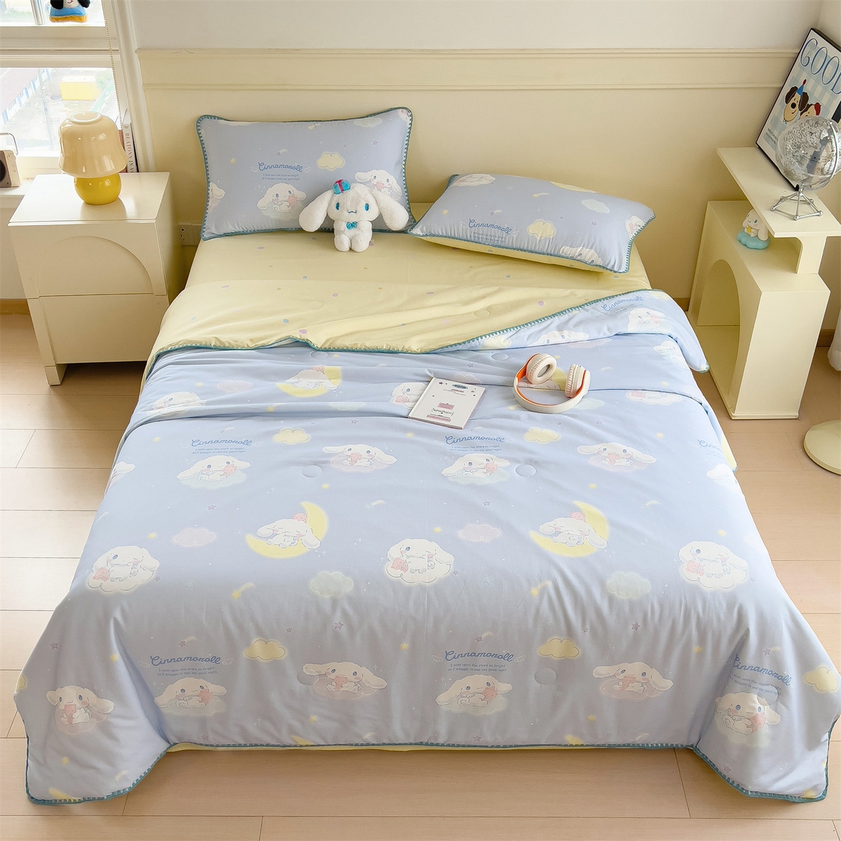 91家纺网 家纺一手货源 找家纺 兄弟坊 2026新款正版授权卡通全棉13370印花夏被夏凉被儿童被 夏被四件套 晚安玉桂狗