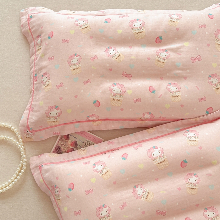 91家纺网 家纺一手货源 找家纺 百寐 2026新款母婴A类双层棉纱枕套婴幼儿卡通宝宝枕套子母信封枕套 乐迪兔