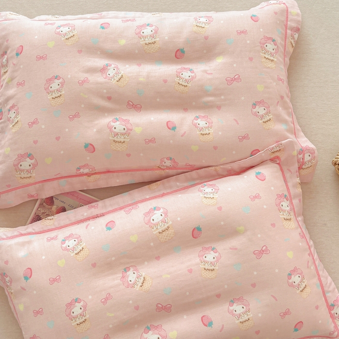 91家纺网 家纺一手货源 找家纺 百寐 2026新款母婴A类双层棉纱枕套婴幼儿卡通宝宝枕套子母信封枕套 乐迪兔