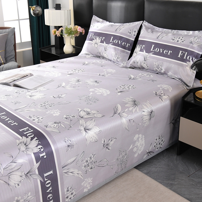 91家纺网 家纺一手货源 找家纺 绒品壹家家纺 2026新款立体数码印花凉感丝冰丝席软凉席席子三件套 花影