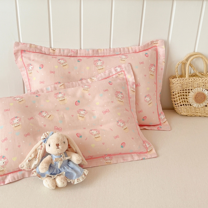 91家纺网 家纺一手货源 找家纺 百寐 2026新款母婴A类双层棉纱枕套婴幼儿卡通宝宝枕套子母信封枕套 乐迪兔