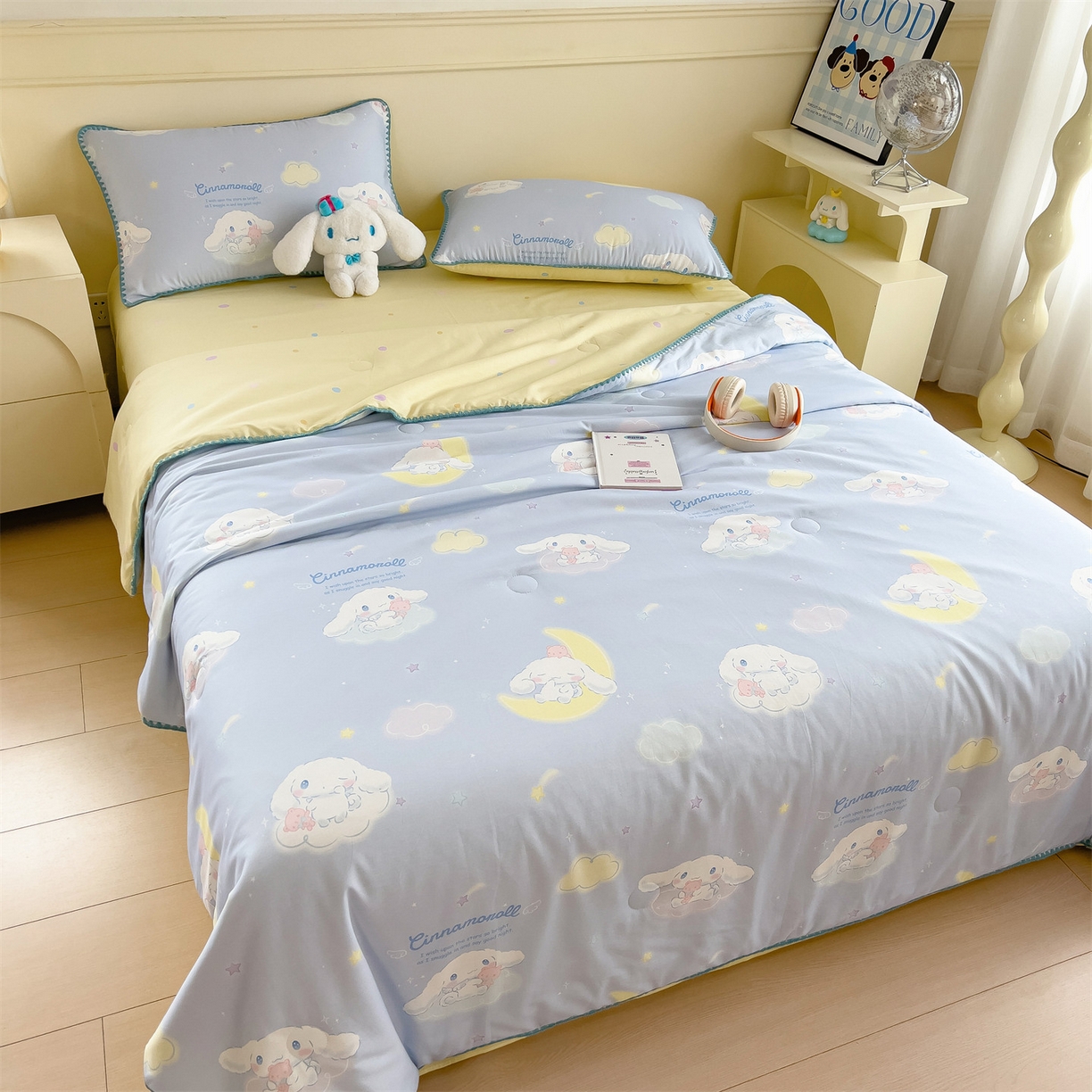 91家纺网 家纺一手货源 找家纺 兄弟坊 2026新款正版授权卡通全棉13370印花夏被夏凉被儿童被 夏被四件套 晚安玉桂狗