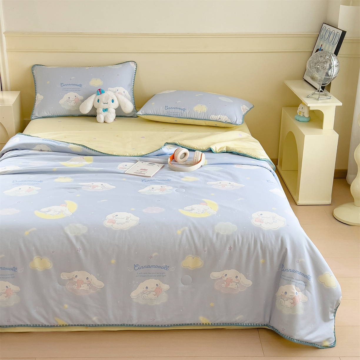 91家纺网 家纺一手货源 找家纺 兄弟坊 2026新款正版授权卡通全棉13370印花夏被夏凉被儿童被 夏被四件套 晚安玉桂狗