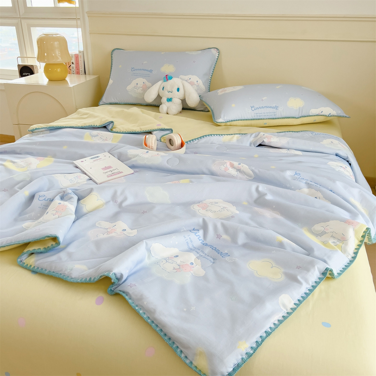 91家纺网 家纺一手货源 找家纺 兄弟坊 2026新款正版授权卡通全棉13370印花夏被夏凉被儿童被 夏被四件套 晚安玉桂狗