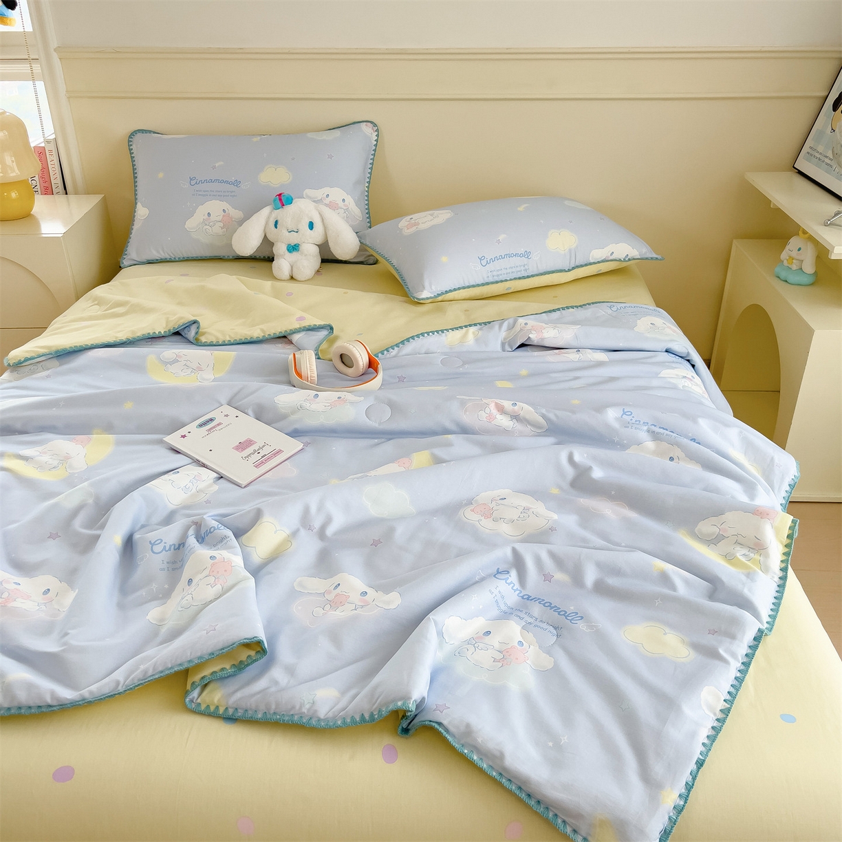 91家纺网 家纺一手货源 找家纺 兄弟坊 2026新款正版授权卡通全棉13370印花夏被夏凉被儿童被 夏被四件套 晚安玉桂狗