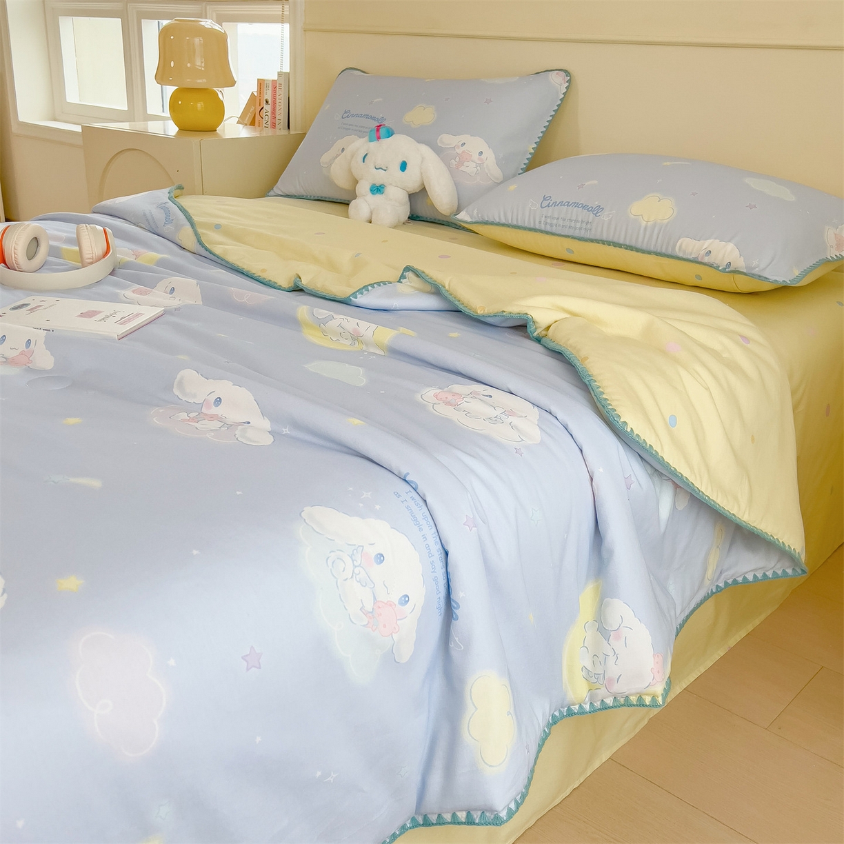 91家纺网 家纺一手货源 找家纺 兄弟坊 2026新款正版授权卡通全棉13370印花夏被夏凉被儿童被 夏被四件套 晚安玉桂狗