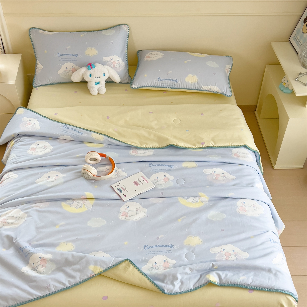 91家纺网 家纺一手货源 找家纺 兄弟坊 2026新款正版授权卡通全棉13370印花夏被夏凉被儿童被 夏被四件套 晚安玉桂狗