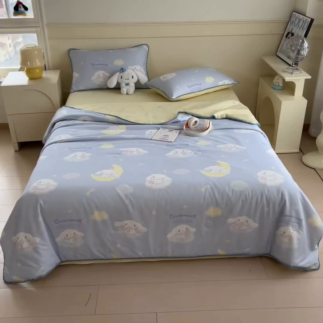 91家纺网 家纺一手货源 找家纺 兄弟坊 2026新款正版授权卡通全棉13370印花夏被夏凉被儿童被 夏被四件套 晚安玉桂狗