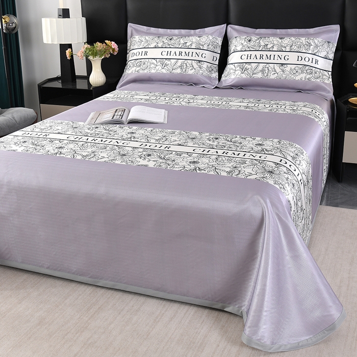 91家纺网 家纺一手货源 找家纺 绒品壹家家纺 2026新款立体数码印花凉感丝冰丝席软凉席席子三件套 花语