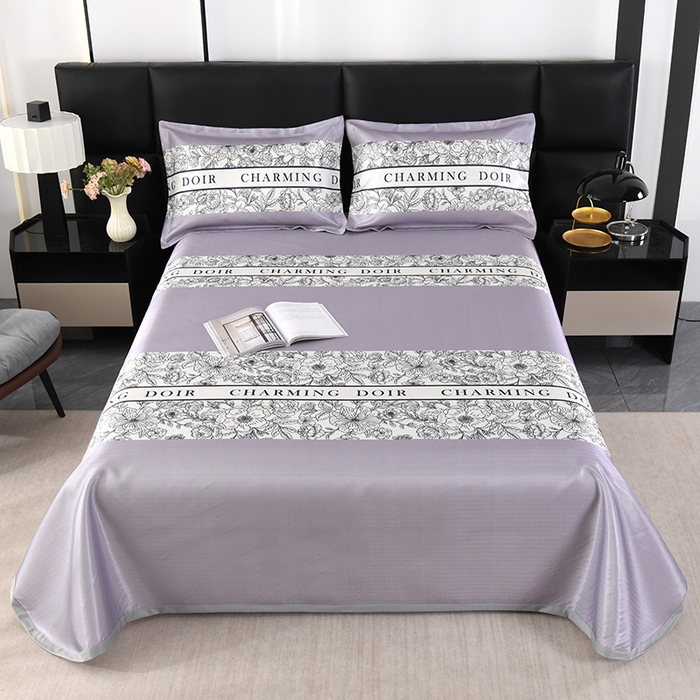 绒品壹家家纺 2026新款立体数码印花凉感丝冰丝席软凉席席子三件套 花语