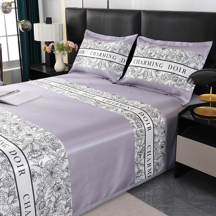 91家纺网 家纺一手货源 找家纺 绒品壹家家纺 2026新款立体数码印花凉感丝冰丝席软凉席席子三件套 花语