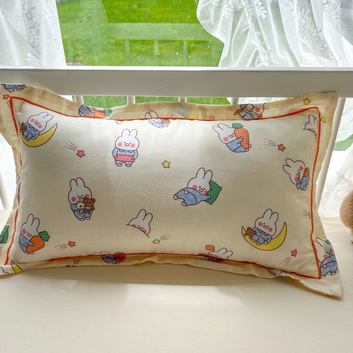 91家纺网 家纺一手货源 找家纺 百寐 2026新款母婴A类双层棉纱枕套婴幼儿卡通宝宝枕套子母信封枕套 萝卜兔