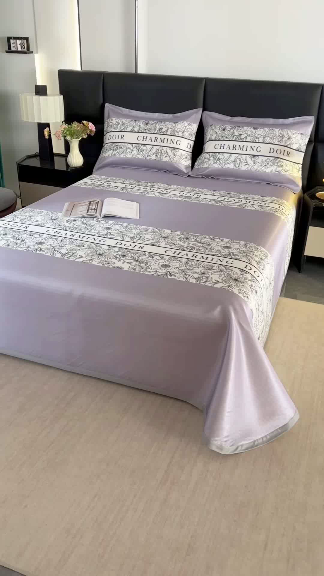 91家纺网 家纺一手货源 找家纺 绒品壹家家纺 2026新款立体数码印花凉感丝冰丝席软凉席席子三件套 花语