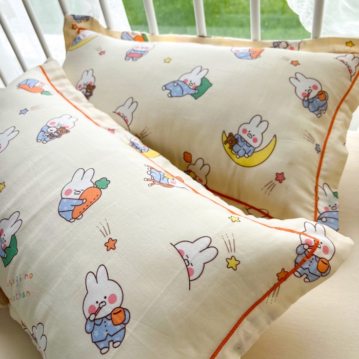 91家纺网 家纺一手货源 找家纺 百寐 2026新款母婴A类双层棉纱枕套婴幼儿卡通宝宝枕套子母信封枕套 萝卜兔