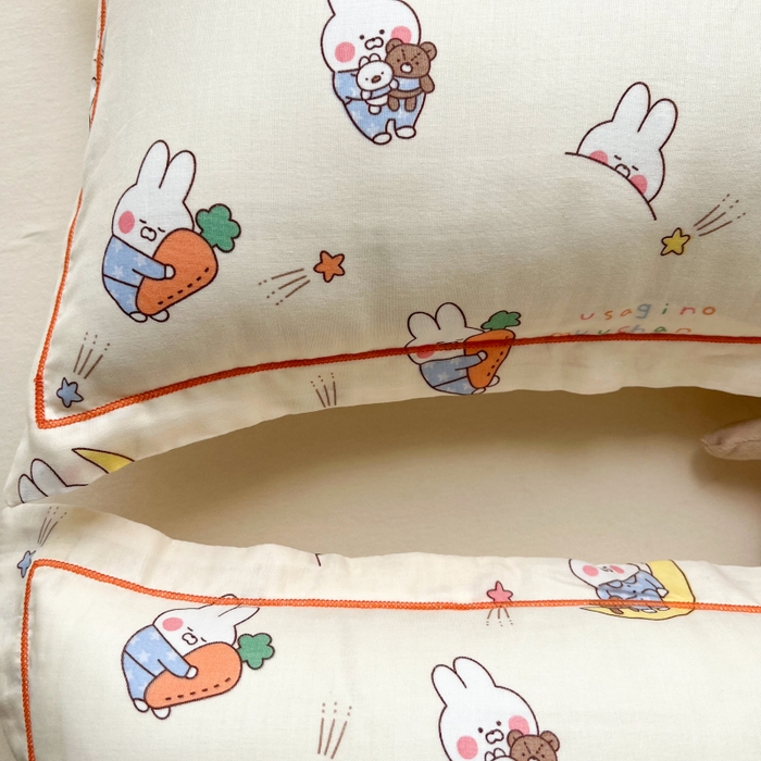 91家纺网 家纺一手货源 找家纺 百寐 2026新款母婴A类双层棉纱枕套婴幼儿卡通宝宝枕套子母信封枕套 萝卜兔