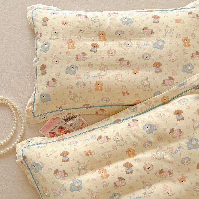 91家纺网 家纺一手货源 找家纺 百寐 2026新款母婴A类双层棉纱枕套婴幼儿卡通宝宝枕套子母信封枕套 小泡芙