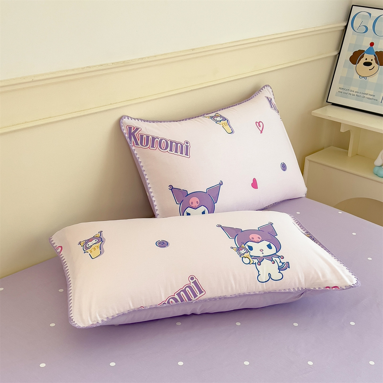 91家纺网 家纺一手货源 找家纺 兄弟坊 2026新款正版授权卡通全棉13370印花夏被夏凉被儿童被 夏被四件套 紫梦库洛米