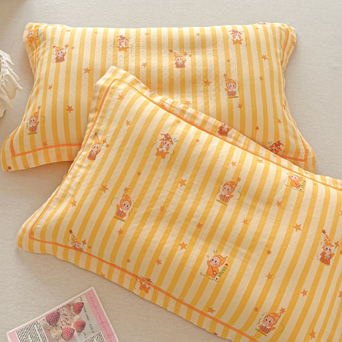 91家纺网 家纺一手货源 找家纺 百寐 2026新款母婴A类双层棉纱枕套婴幼儿卡通宝宝枕套子母信封枕套 星星宝贝