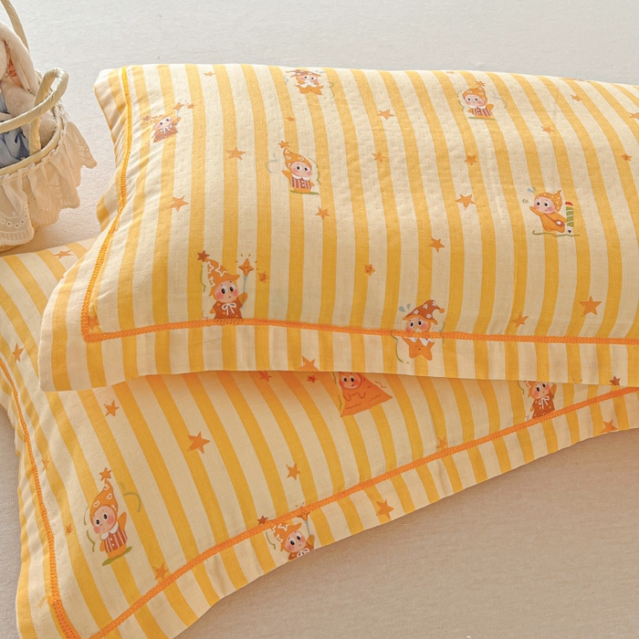 91家纺网 家纺一手货源 找家纺 百寐 2026新款母婴A类双层棉纱枕套婴幼儿卡通宝宝枕套子母信封枕套 星星宝贝