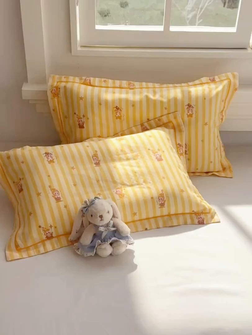 91家纺网 家纺一手货源 找家纺 百寐 2026新款母婴A类双层棉纱枕套婴幼儿卡通宝宝枕套子母信封枕套 星星宝贝