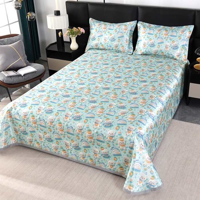 91家纺网 家纺一手货源 找家纺 绒品壹家家纺 2026新款立体数码印花凉感丝冰丝席软凉席席子三件套 清凉一夏  绿