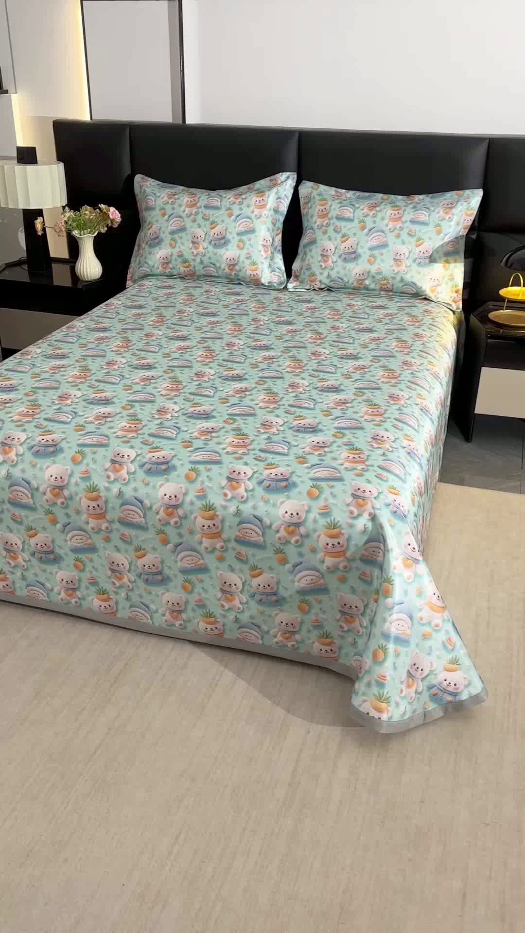 91家纺网 家纺一手货源 找家纺 绒品壹家家纺 2026新款立体数码印花凉感丝冰丝席软凉席席子三件套 清凉一夏  绿