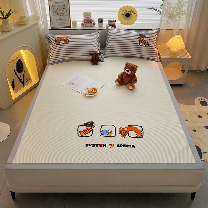 91家纺网 家纺一手货源 找家纺 （总）炫拼家纺 2026新款A类满天星凉豆豆卡通毛巾绣大包边复合凉席