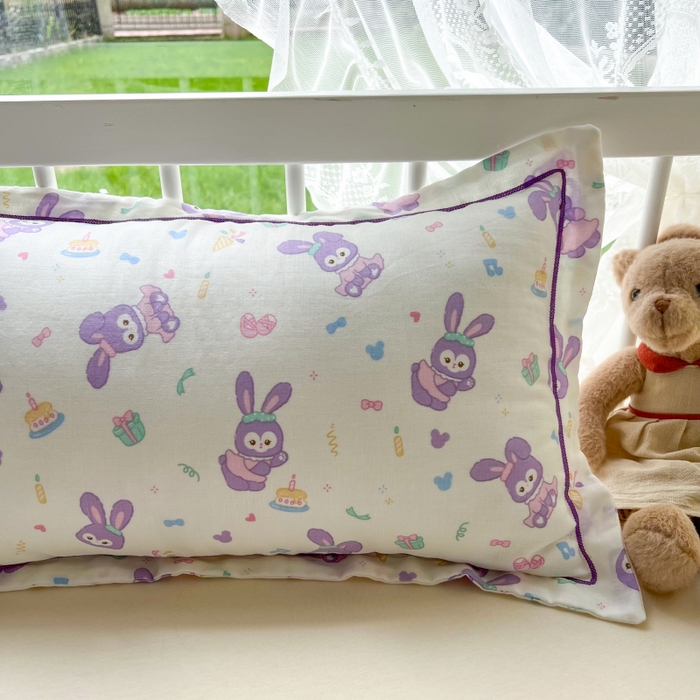 91家纺网 家纺一手货源 找家纺 百寐 2026新款母婴A类双层棉纱枕套婴幼儿卡通宝宝枕套子母信封枕套 紫黛露