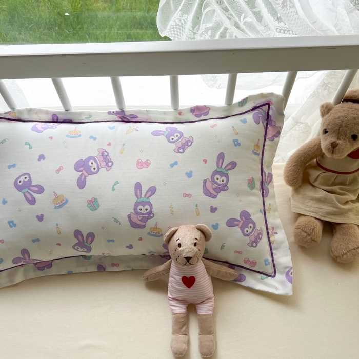 91家纺网 家纺一手货源 找家纺 百寐 2026新款母婴A类双层棉纱枕套婴幼儿卡通宝宝枕套子母信封枕套 紫黛露