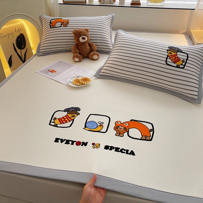 91家纺网 家纺一手货源 找家纺 （总）炫拼家纺 2026新款A类满天星凉豆豆卡通毛巾绣大包边复合凉席